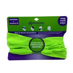 NWT Neon Green Multi Wear Seamless Headwrap Headband Protective Face Mask OS